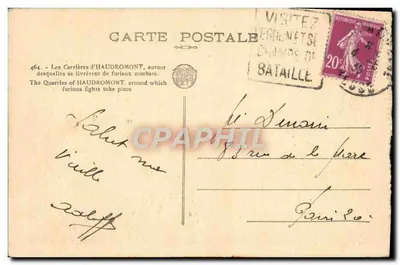 Las Canteras de HAUDROMONT — alrededor de las cuales tuvieron lugar encarnizados combates — Véronnet & Campos de Batalla, n°464 — Reverso
