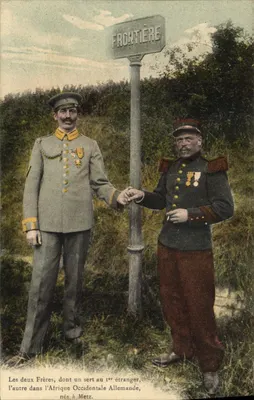 Deux frères militaires à la frontière — nés à Metz — Phototypie Fiacco, Nancy