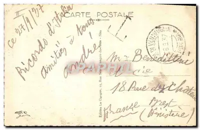 Menton — Granica włoska — Francuscy i włoscy strażnicy graniczni — Rewers
