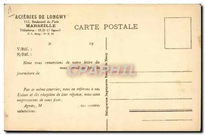 Acciaierie di Longwy — Officine meccaniche e di tornitura — Stampa Réauté di Nancy — Verso