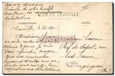 Lunéville - Rue Castara e Sinagoga após o incêndio - Guerra de 1914-15 — Verso
