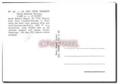 Trem expresso da região Leste — Ferrovias Nacionais Francesas — editor STEDEPHIL, n° 66 — Verso