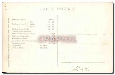 Locomotiva francesa n° 975 S — Série 942 — editor P.O. n° D-13 — Verso