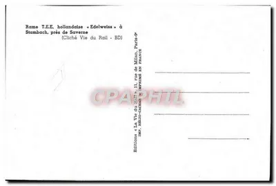 Trem T.E.E. holandês « Edelweiss » em Stambach, perto de Saverne — Edições « La Vie du Rail », Paris — Verso