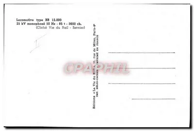 Locomotiva elétrica BB 12000 — S.N.C.F. — Edições «La Vie du Rail» — Verso