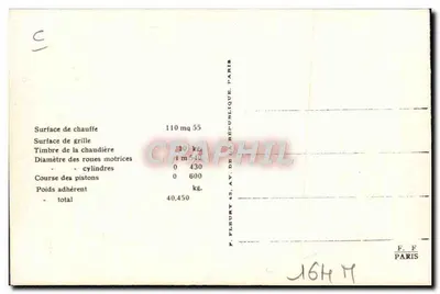 Francuska lokomotywa — Maszyna-tender nr 30-108 — Wydawca F. Fleury, Paryż — Rewers
