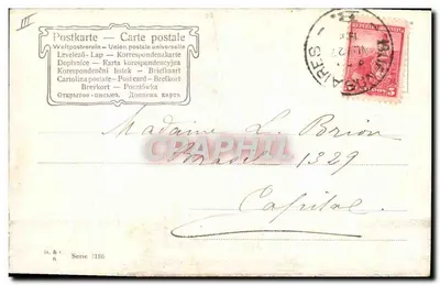 Veleiro em Brientot — Les Bains de Brientot — Série de cartas postais 2186 — Verso