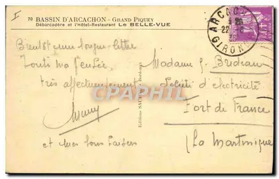 Bassin d'Arcachon — Grand Piquey — Wydawnictwo Sautier — Rewers