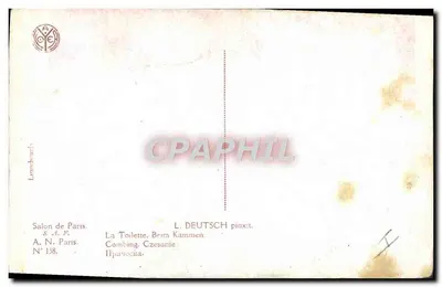 침대 위의 누드 — 검은 고양이와 함께 — L. Deutsch, 번호 138 — 뒷면