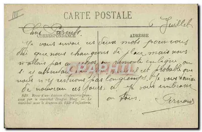 Divisão francesa — Revista do mariscal Douglas Haig — 1918 — Verso