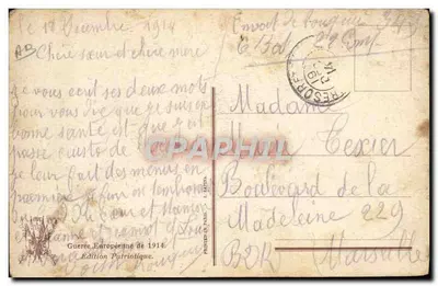 Officiers blessés du 81st régiment — drapeau 'Honneur et Patrie' — Édition Patriotique — Rewers