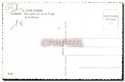 Cannes — Ogólny widok plaży i Suquetu — Éditions Française — Rewers