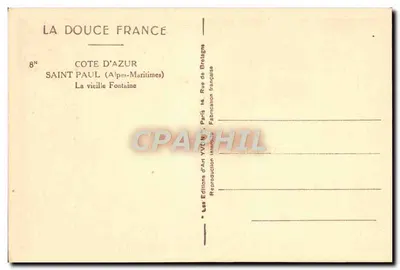 Saint-Paul (Alpes-Maritimes) — A velha Fonte — Les Éditions d'Art YVC N°8 — Verso