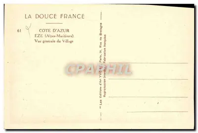 Eze — Vista geral do Village — Les Éditions d'Art Yvon — Verso