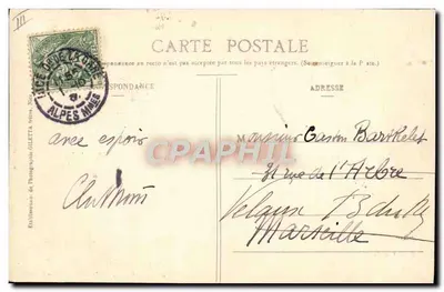 Nơi trú ẩn trong thung lũng Gordolassque — Yésubie (Alpes-Maritimes) — Bộ sưu tập Nghệ thuật, Nice C.A.F. — Mặt sau