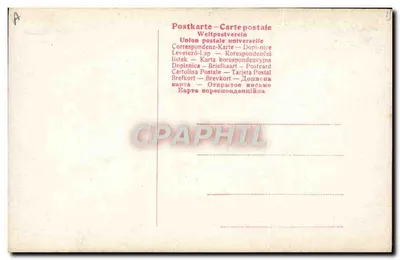 Kobieta w kolorowym stroju — kapelusz ozdobiony fioletowymi piórami i zielonym sznurem — wydawca S-904-4 — Rewers