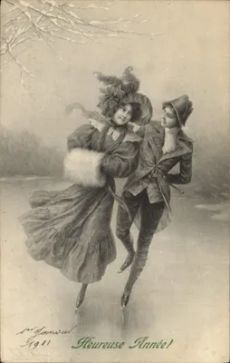 Dois patinadores no gelo — 1º de janeiro de 1911 — M. M. Vienne, M. Munk, n° 551