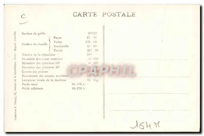 Locomotiva francesa tipo Pacific — Máquina N° 3.1166 — Editor F. F. Paris, série B-21 — Verso