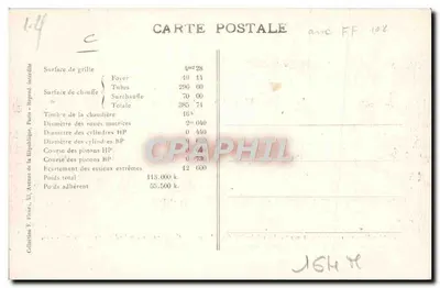 Locomotiva Baltico — Máquinas 3.1101 e 3.1102 — Editor F. F. Paris, n° B-23 — Verso
