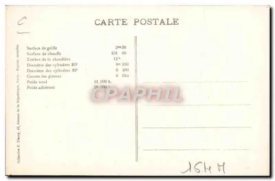 Locomotiva N°701 — Primeiro tipo Compound para passageiros com bogie à frente — F. F. Paris, série B.8 — Verso