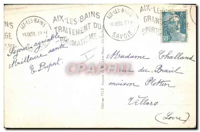 Jachtowe łodzie na jeziorze Bourget — Éditeur TélÉ, n° 155 — Rewers
