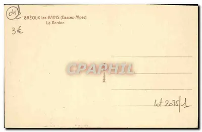 Le Verdon — widok rzeki między górami — Wydawnictwo Le Verdon — Rewers