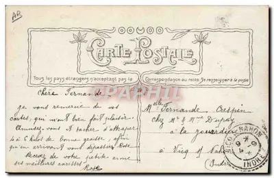 La Toilette en el Teatro — Guyon, editada por Croissant, París, n° 3693 — Reverso