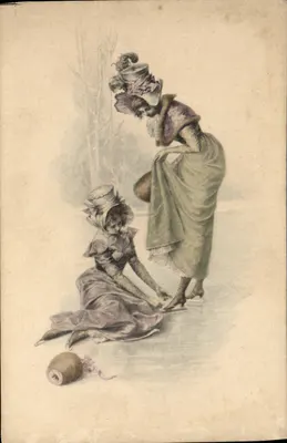 बर्फ पर महिलाएं — शीतकालीन दृश्य — M. M. वियेना, संख्या III