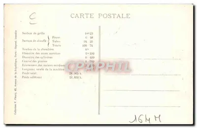 Locomotiva Francesa n° 1361 — Série 1361 a 1366 — F. F. Paris — Verso