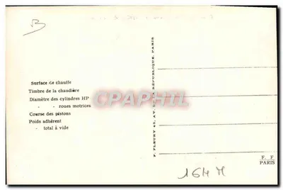 Locomotiva francesa « La Victorieuse » — C 39 — Editor Poyet — Verso