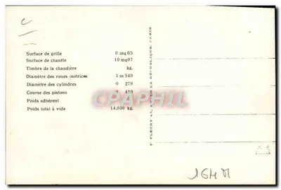 Locomotiva « La Jackson » — construída em 1834 — Editor F. Fleury, Paris, série C 36 — Verso