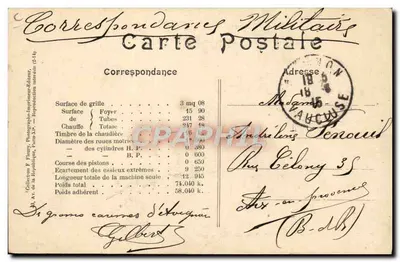 Locomotiva n° 4726 — tipo Mastodon — série 4701 a 4862 — F. F. PARIS — Verso