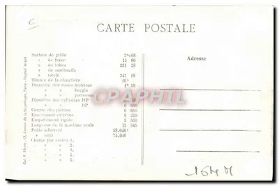 Locomotive n° 4726 — Type « Mastodon » — F. P. PARIS — Verso