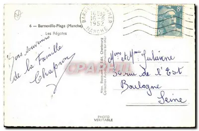 Regaty morskie — Barneville-sur-Mer — Alex. Becquemont, Wyd. Cherbourg — Rewers