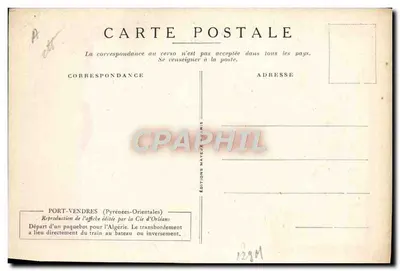 Przeciwległy przewóz pociąg-światło — Algieria, Maroko — Wydawnictwo Pyrénées-Orientales — Rewers