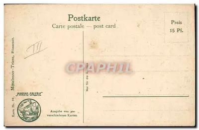 Rzymski statek z żaglami — ilustracja — Marine-Galerie, nr 99 — Rewers