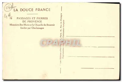 Moustiers-Ste-Marie — a capela de Beauvoir — Les Éditions d'Art Yvonne, Paris — Verso