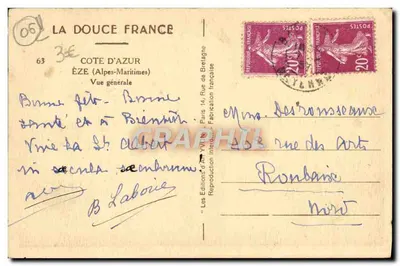 Éze — Vista geral — Les Éditions d'Art Yvonne, Paris — Verso