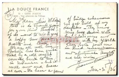 Eze — Ogólny widok wioski — La Douce France, n°13 — Rewers