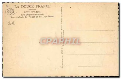 Eze (Alpes-Maritimes) — Ogólny widok wsi i Kapitana Ferrat — Wydawca La Douce France — Rewers