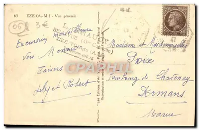 Eze (A.M.) — Ogólny widok — Les Éditions d'Art Yvain, n°63 — Rewers