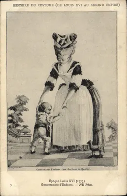Gouvernante d'enfants chez des Gens de Qualité — Époque Louis XVI (1777) — ND Pbot.