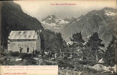 Nơi ẩn náu Russell (2010m) tại Culaous — Thung lũng Lutour, Vignemale (3298m) — Các vùng Pyrénées cao — Hình ảnh chụp bằng phương pháp quang học Jacouche Frères, Toulouse