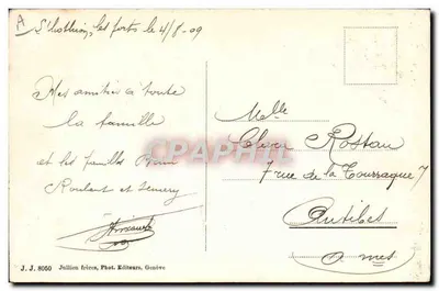 Duas jovens mulheres patinando — L'Engel — J. J. 8050, Juillien frères, Phot. Editeurs, Genève — Verso