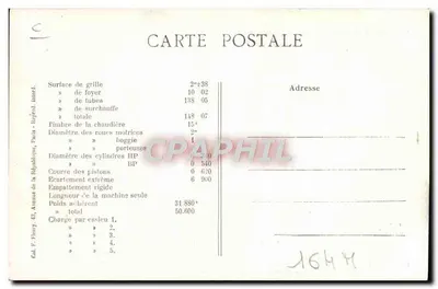 Locomotora C 22 — Máquina Compound de 4 cilindros, cajones planos, 2 ejes acoplados — P.L.M. (Serie C 21 a 60) — París — Reverso