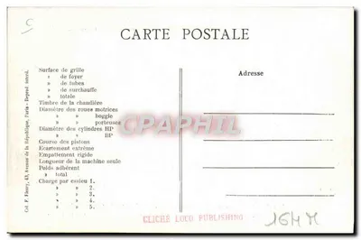 Locomotywa nr 602 — Francuskie Locomotivy (P.L.M.) — Col. F. Fleury, Paryż — Rewers