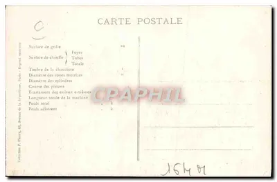 Máquina-tender N° 1066 — Serviço das manobras de estação — Les Locomotives Françaises (P.O.) — Verso