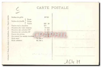 Locomotiva francesa n° 5068 — Tipo 'Consolidation' — F.F. Paris — Verso