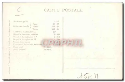 Locomotiva francesa n° 4501 — Tipo "Pacific" — F. F. Paris — Verso