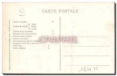 Locomotiva Compound n° 5001 — Série 5000 — Editor F. Paris — Verso